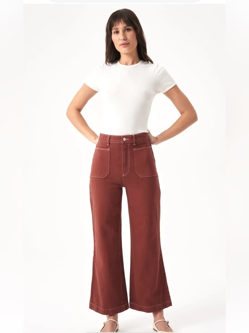 ROLLA'S High Rise Wide Leg Sailor Jeans Brick Red Size 29 Fall 70s Inspired